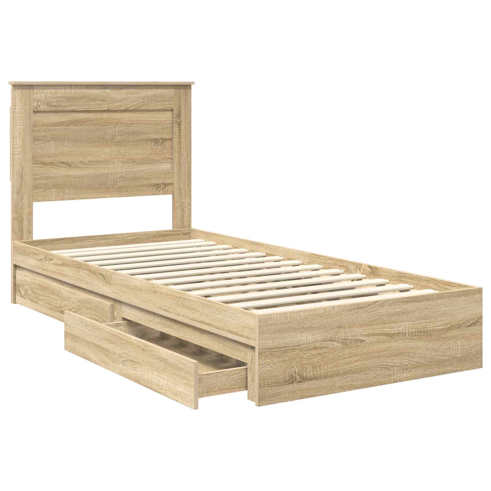Opslag bed met lade Sonoma Eiken 100 x 200 cm Bewerkt hout is nu te koop bij PeponiXL, paradijselijk wonen!
