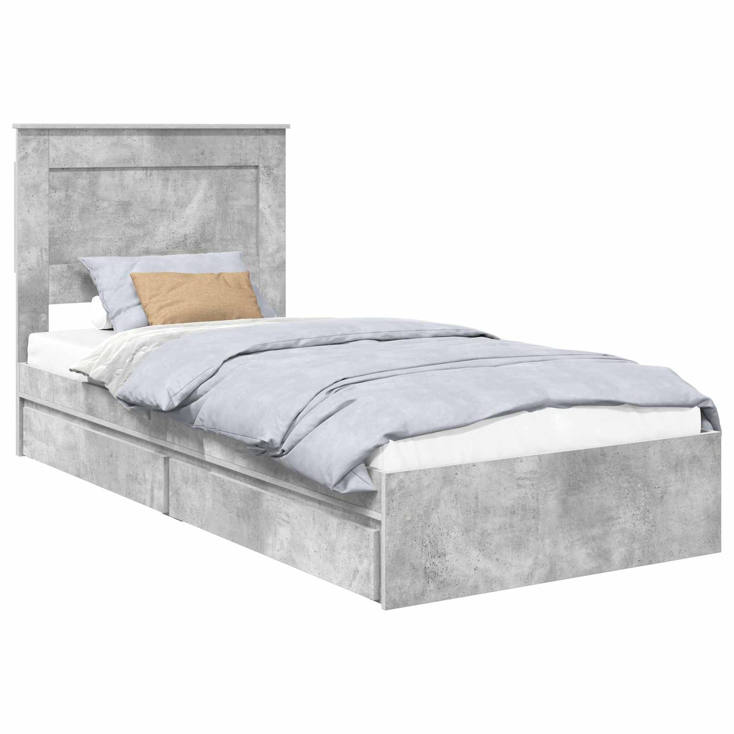 Opslag bed met hoofdeinde Beton Grijs 100 x 200 cm Bewerkt hout is nu te koop bij PeponiXL, paradijselijk wonen!