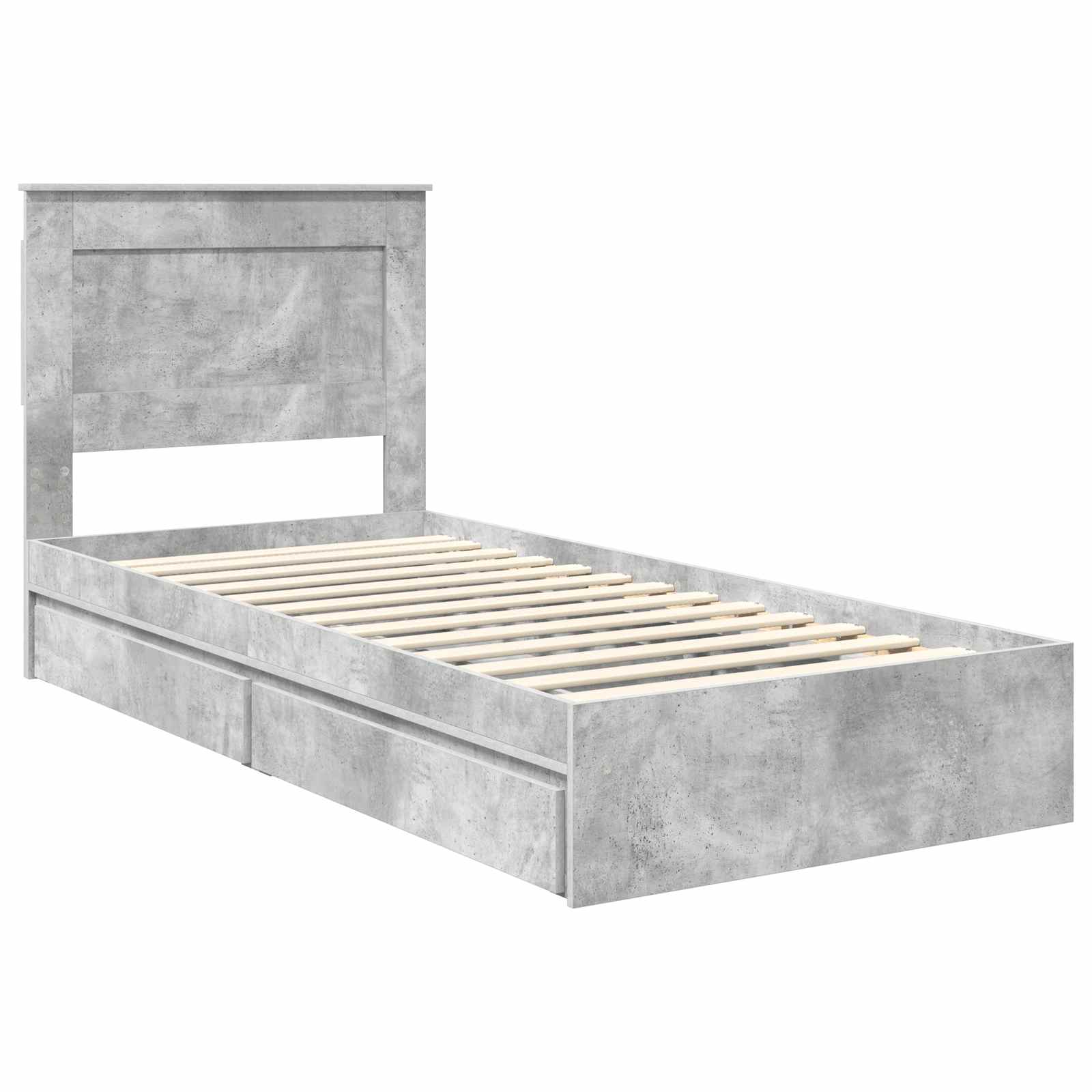 Opslag bed met hoofdeinde Beton Grijs 100 x 200 cm Bewerkt hout is nu te koop bij PeponiXL, paradijselijk wonen!