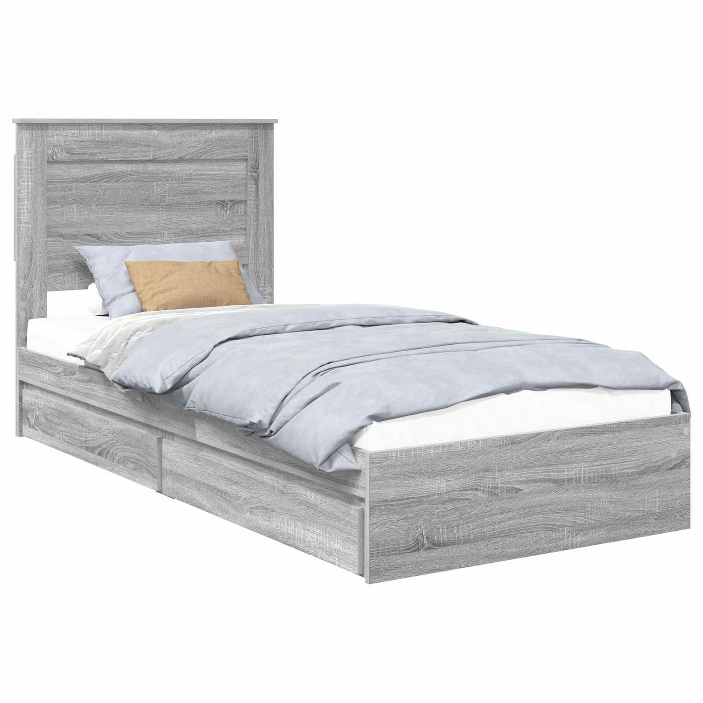 Opslag bed met lade Grijs Sonoma 100 x 200 cm Bewerkt hout is nu te koop bij PeponiXL, paradijselijk wonen!