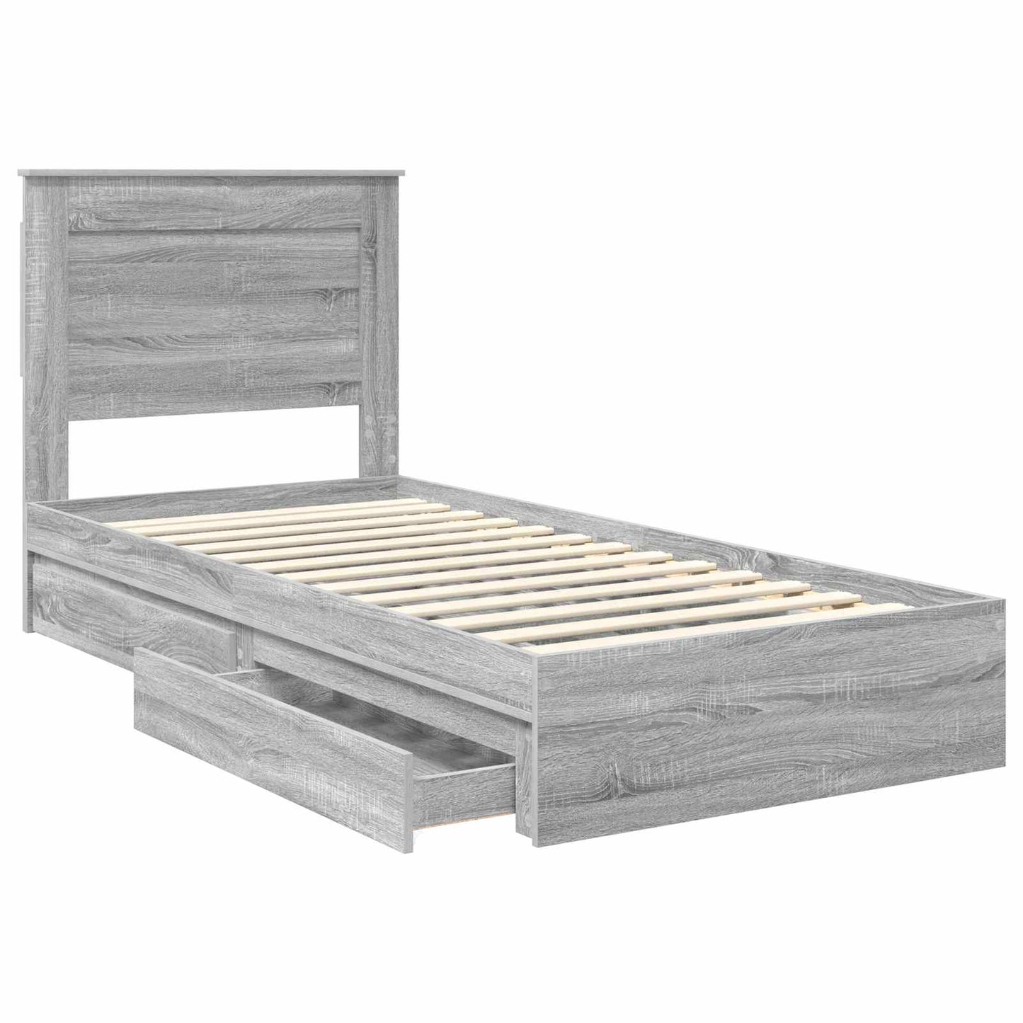 Opslag bed met lade Grijs Sonoma 100 x 200 cm Bewerkt hout is nu te koop bij PeponiXL, paradijselijk wonen!