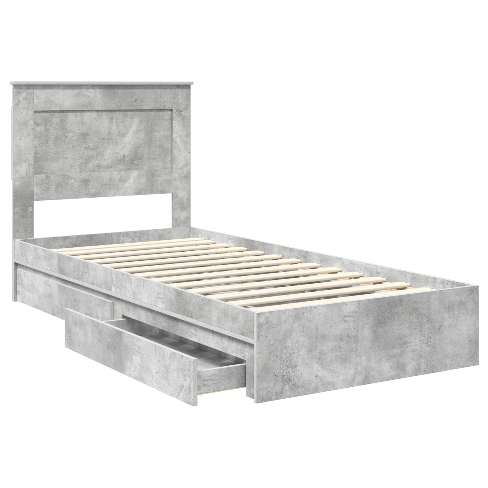 Opslag bed met hoofdeinde Beton Grijs 90 x 190 cm Bewerkt hout is nu te koop bij PeponiXL, paradijselijk wonen!
