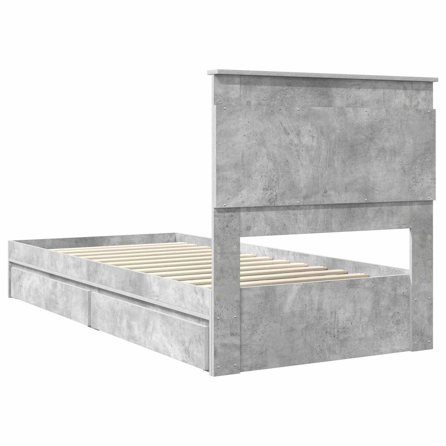 Opslag bed met hoofdeinde Beton Grijs 90 x 190 cm Bewerkt hout is nu te koop bij PeponiXL, paradijselijk wonen!
