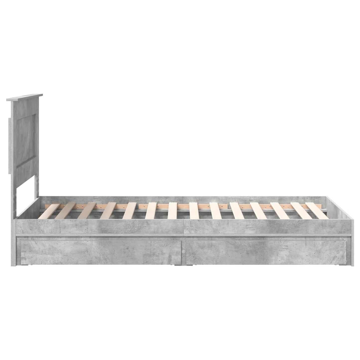 Opslag bed met hoofdeinde Beton Grijs 90 x 190 cm Bewerkt hout is nu te koop bij PeponiXL, paradijselijk wonen!