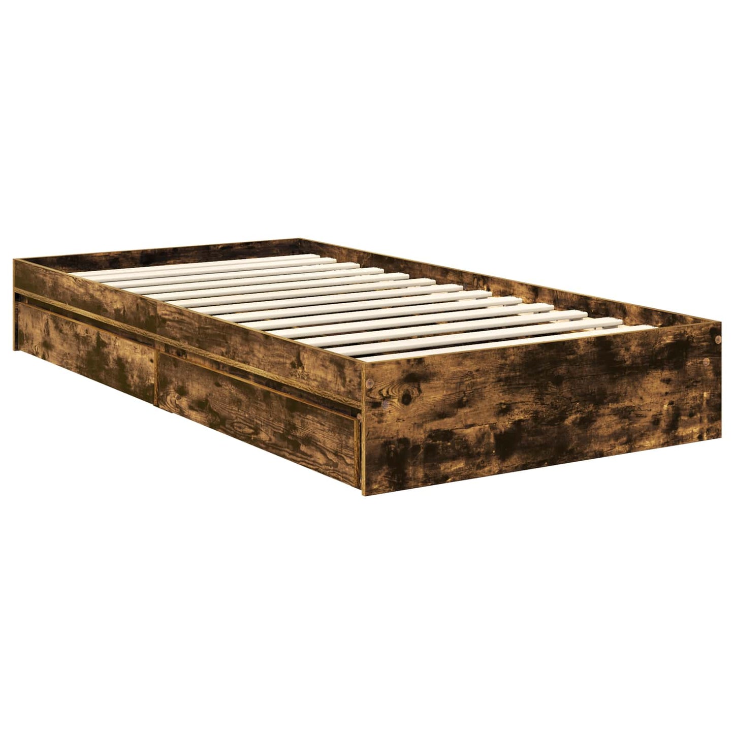 Opslag bed met lade Gerookt eiken 90 x 190 cm Bewerkt hout is nu te koop bij PeponiXL, paradijselijk wonen!