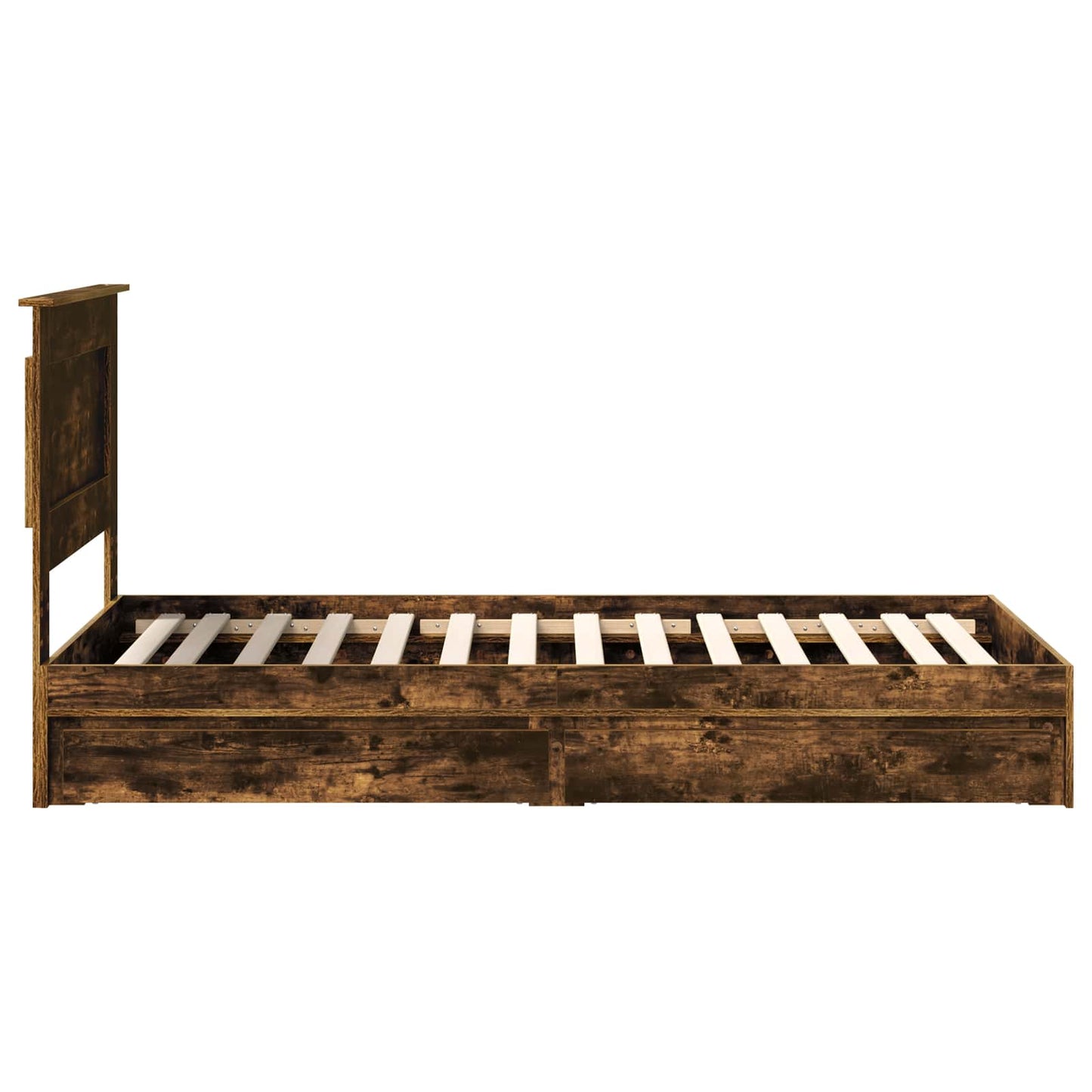 Opslag bed met lade Gerookt eiken 90 x 190 cm Bewerkt hout is nu te koop bij PeponiXL, paradijselijk wonen!