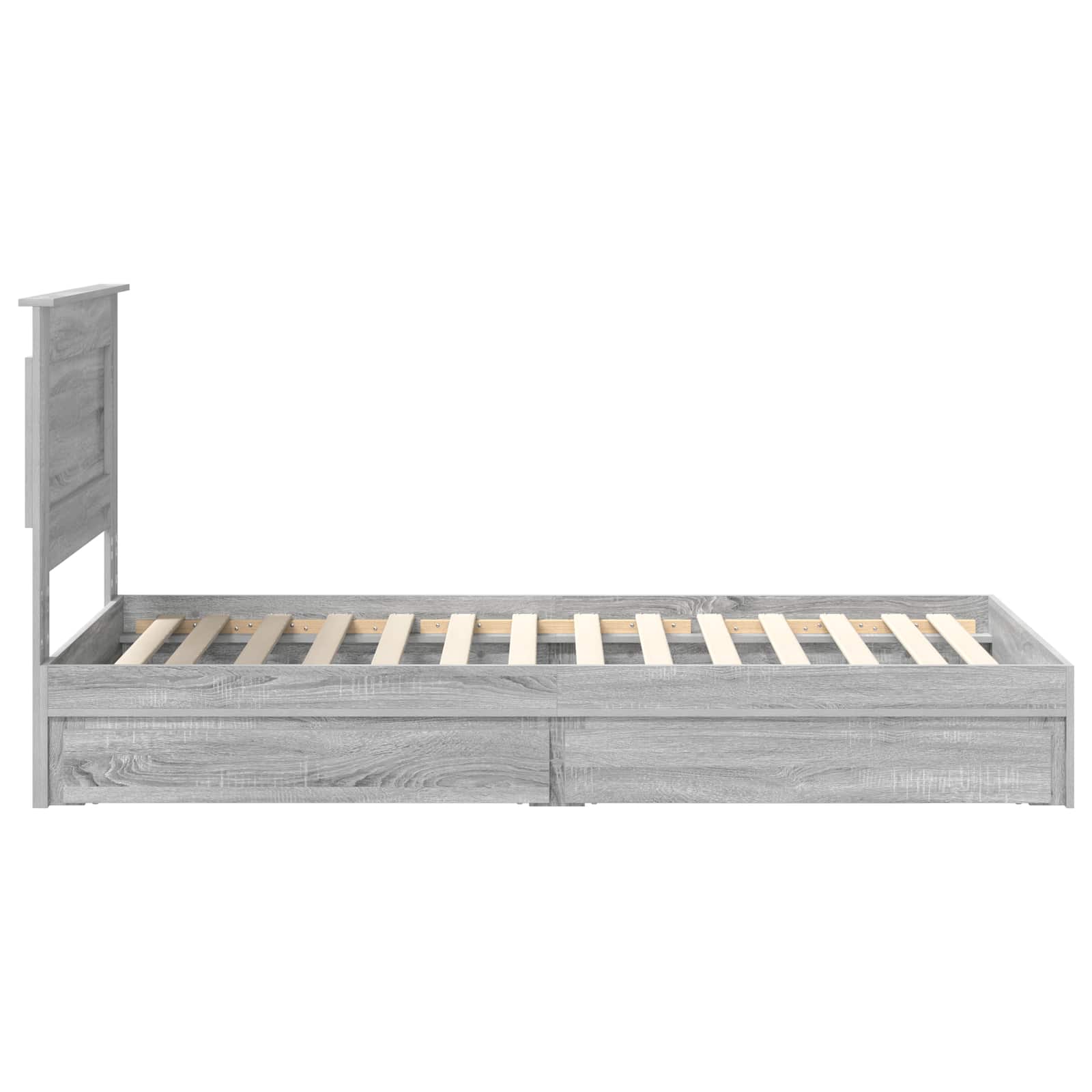 Opslag bed met hoofdeinde Grijs Sonoma 90 x 190 cm Bewerkt hout is nu te koop bij PeponiXL, paradijselijk wonen!