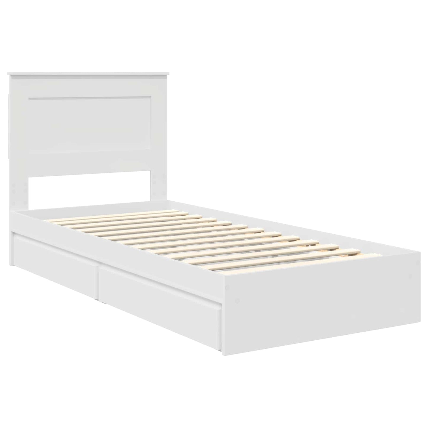 Opslag bed met hoofdeinde met lade Wit 75 x 190 cm Bewerkt hout is nu te koop bij PeponiXL, paradijselijk wonen!