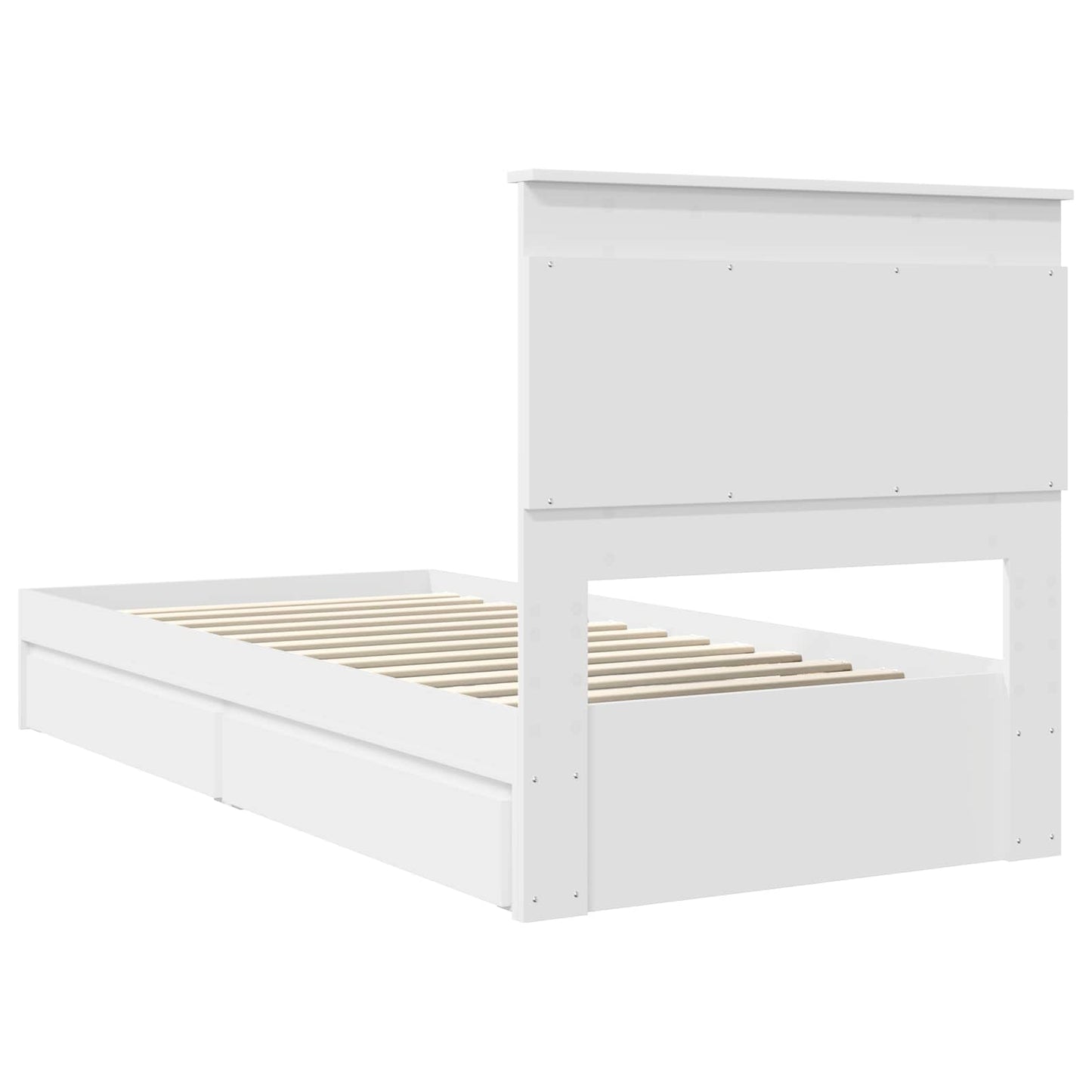Opslag bed met hoofdeinde met lade Wit 75 x 190 cm Bewerkt hout is nu te koop bij PeponiXL, paradijselijk wonen!