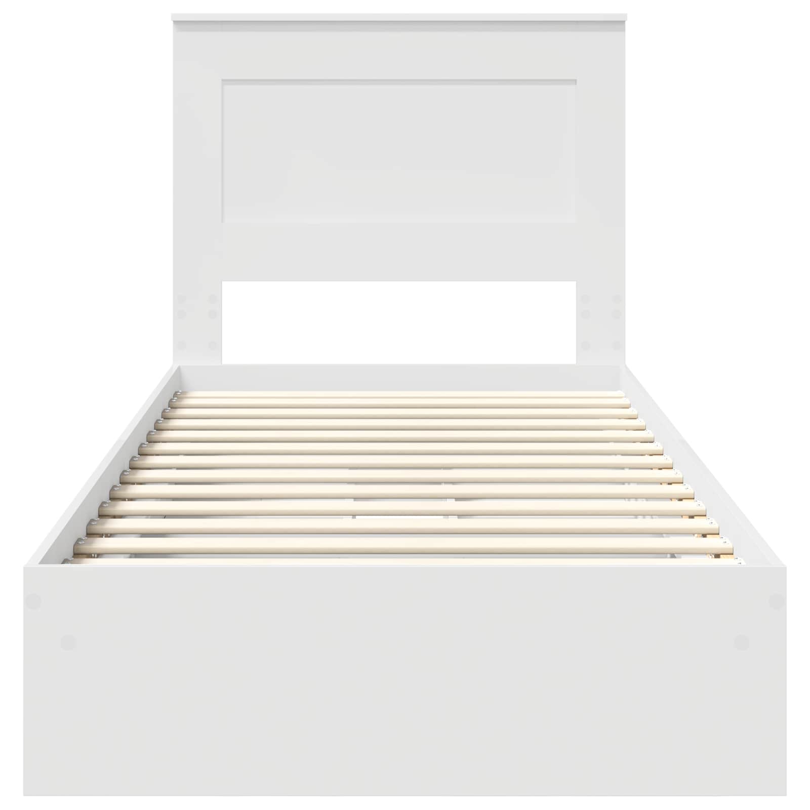Opslag bed met hoofdeinde met lade Wit 75 x 190 cm Bewerkt hout is nu te koop bij PeponiXL, paradijselijk wonen!