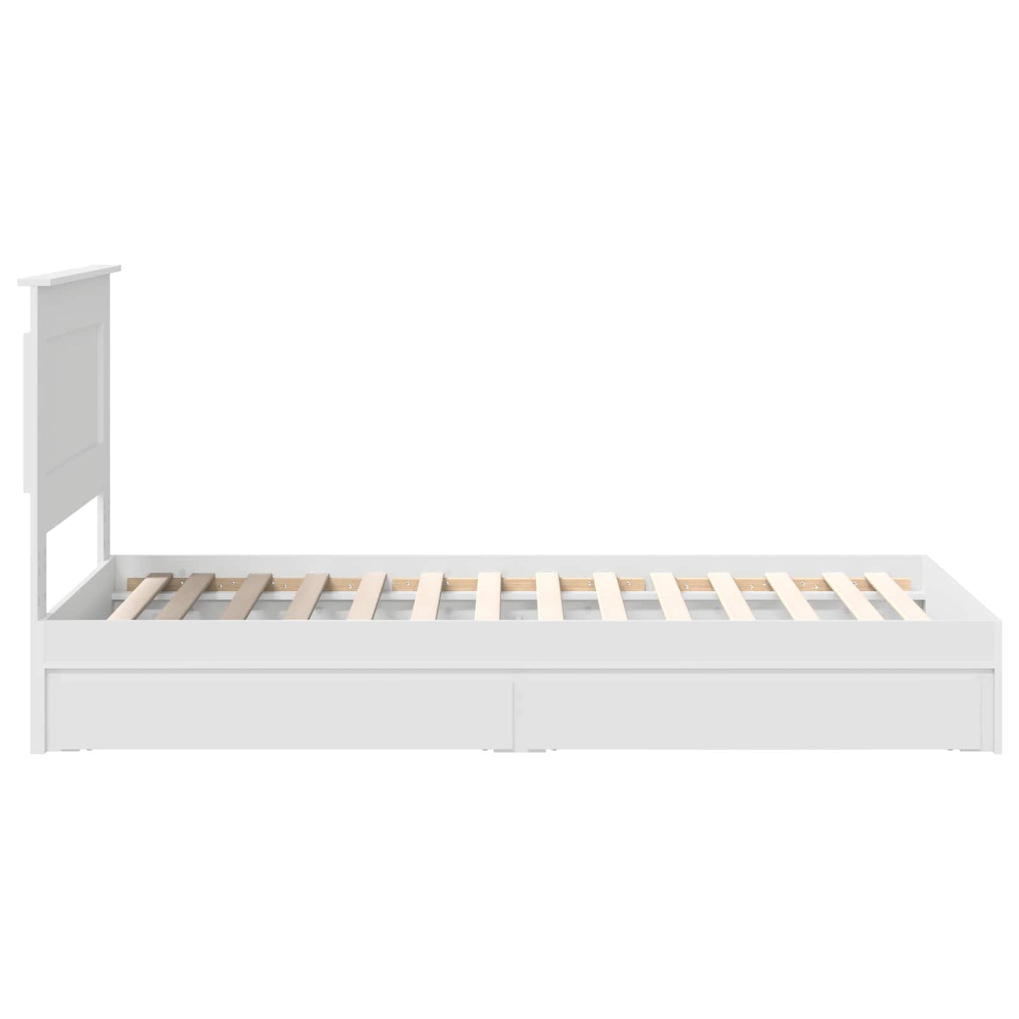 Opslag bed met hoofdeinde met lade Wit 75 x 190 cm Bewerkt hout is nu te koop bij PeponiXL, paradijselijk wonen!
