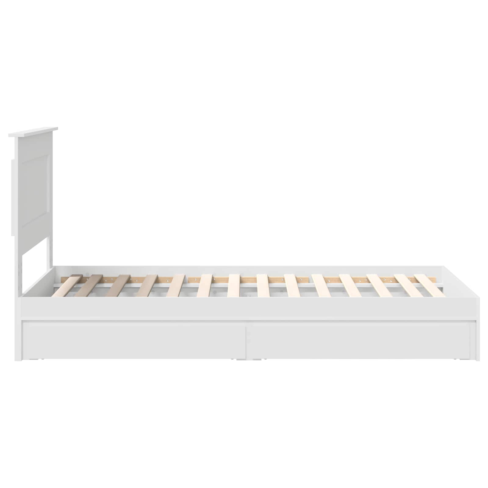 Opslag bed met hoofdeinde met lade Wit 75 x 190 cm Bewerkt hout is nu te koop bij PeponiXL, paradijselijk wonen!