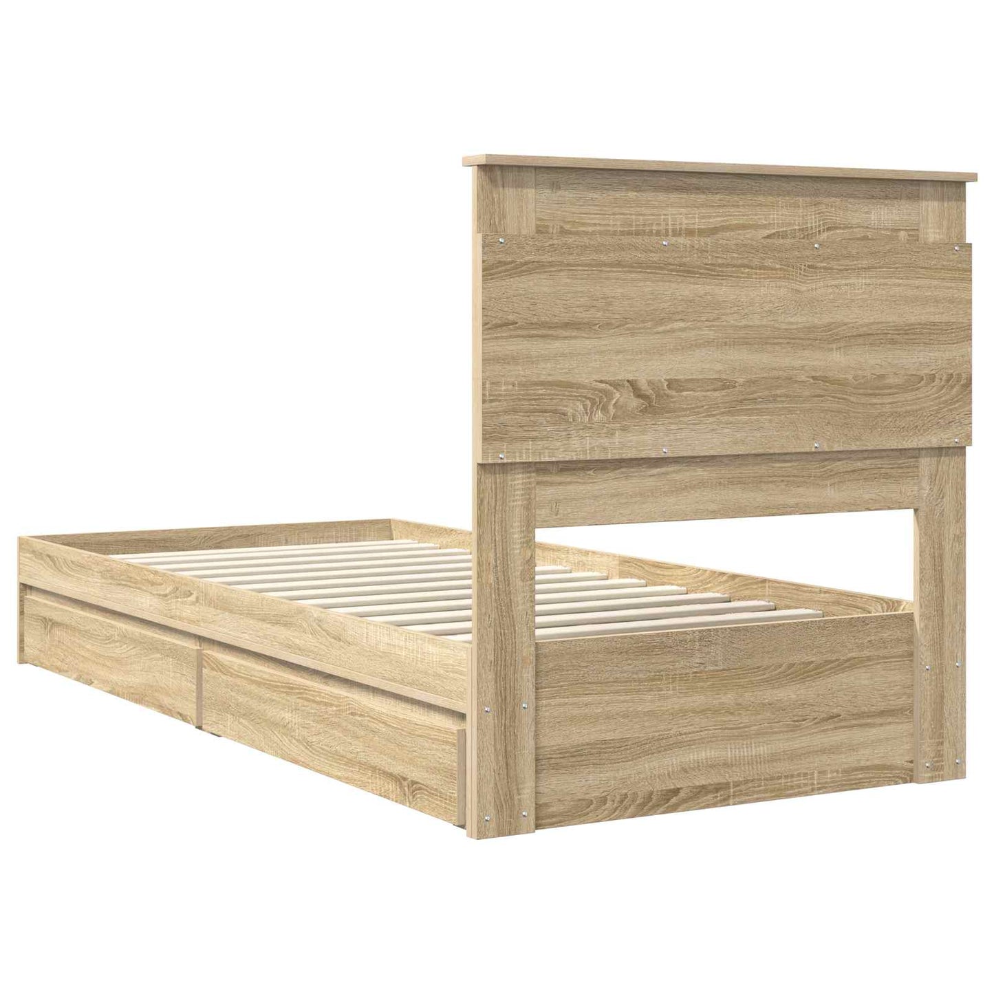 Opslag bed met hoofdeinde Sonoma Eiken 75 x 190 cm Bewerkt hout is nu te koop bij PeponiXL, paradijselijk wonen!