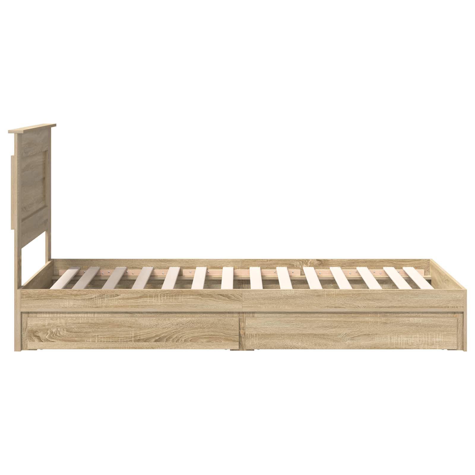 Opslag bed met hoofdeinde Sonoma Eiken 75 x 190 cm Bewerkt hout is nu te koop bij PeponiXL, paradijselijk wonen!