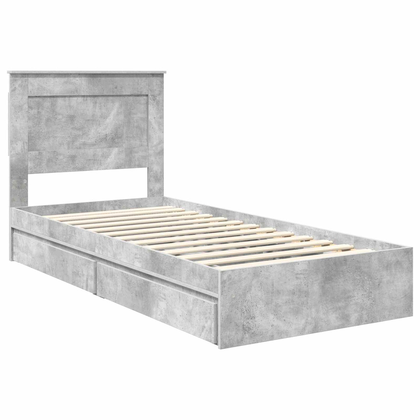 Opslag bed met hoofdeinde Beton Grijs 75 x 190 cm Bewerkt hout is nu te koop bij PeponiXL, paradijselijk wonen!
