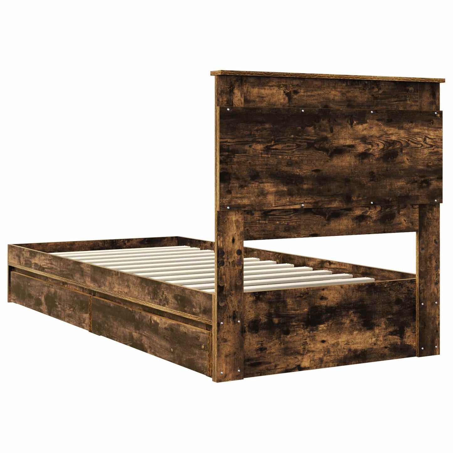 Opslag bed met lade Gerookt eiken 75 x 190 cm Bewerkt hout is nu te koop bij PeponiXL, paradijselijk wonen!