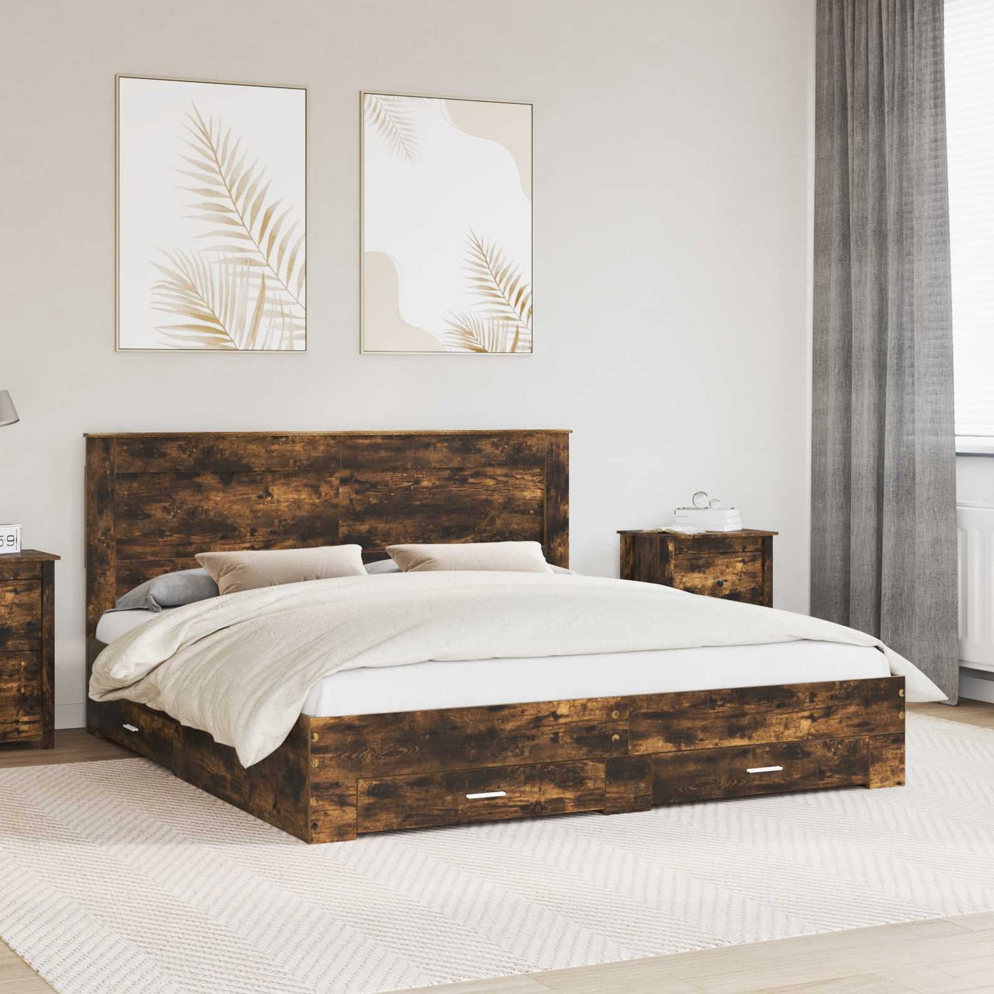 Bedframe met lade met hoofdeinde met opslag Bewerkt hout is nu te koop bij PeponiXL, paradijselijk wonen!