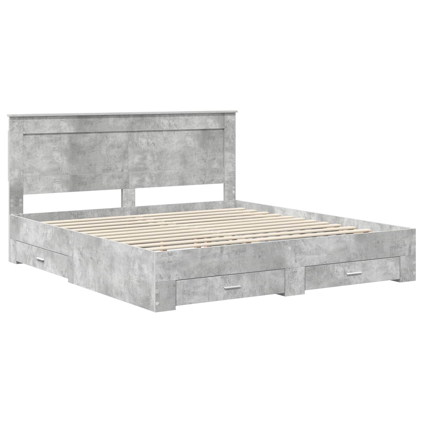 Bedframe met hoofdeinde Beton Grijs 180 x 200 cm Bewerkt hout is nu te koop bij PeponiXL, paradijselijk wonen!