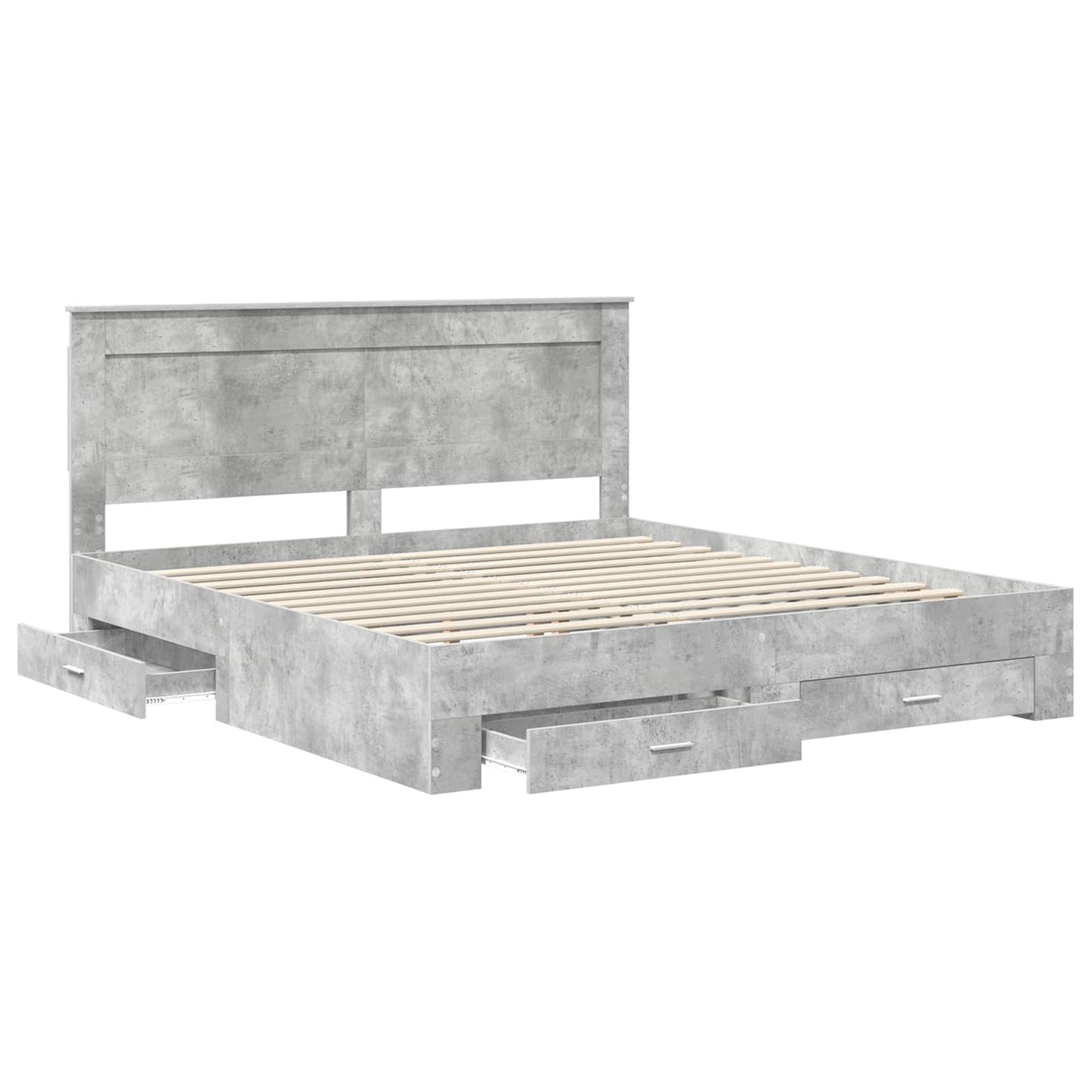 Bedframe met hoofdeinde Beton Grijs 180 x 200 cm Bewerkt hout is nu te koop bij PeponiXL, paradijselijk wonen!