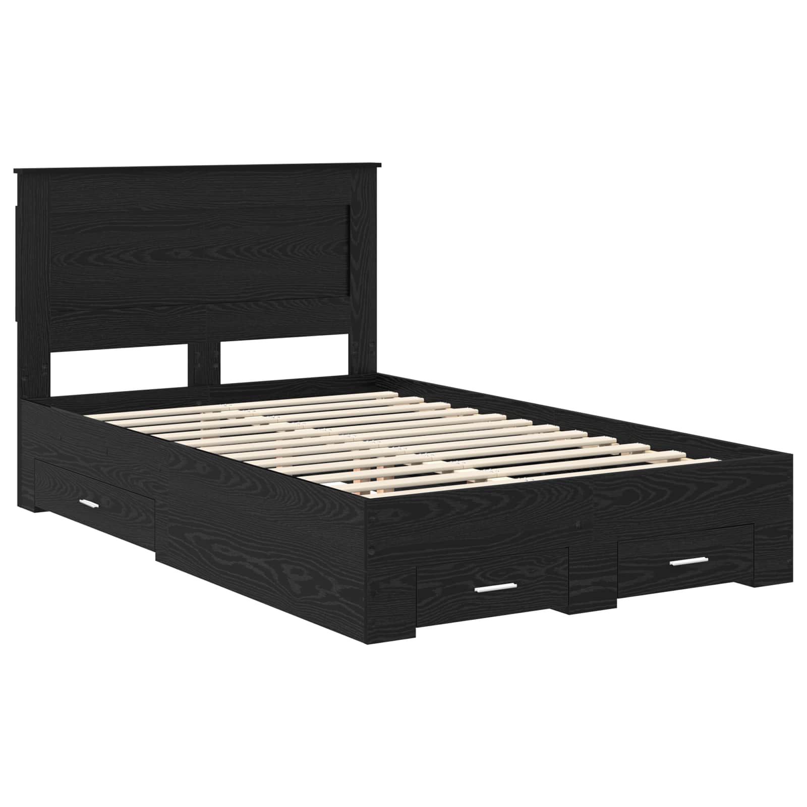 Bedframe met hoofdeinde Zwart Eiken 120 x 190 cm Bewerkt hout is nu te koop bij PeponiXL, paradijselijk wonen!