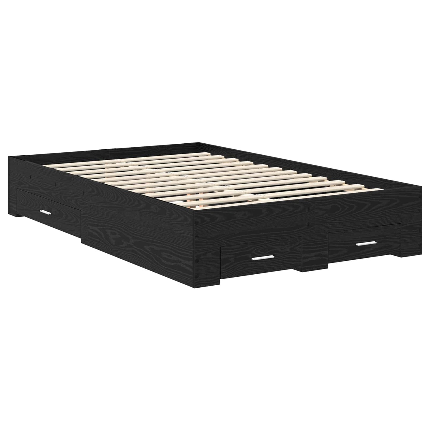 Bedframe met hoofdeinde Zwart Eiken 120 x 190 cm Bewerkt hout is nu te koop bij PeponiXL, paradijselijk wonen!