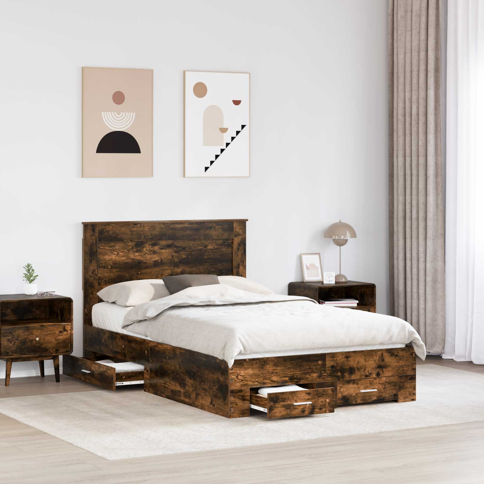 Bedframe met lade met hoofdeinde met opslag Bewerkt hout is nu te koop bij PeponiXL, paradijselijk wonen!