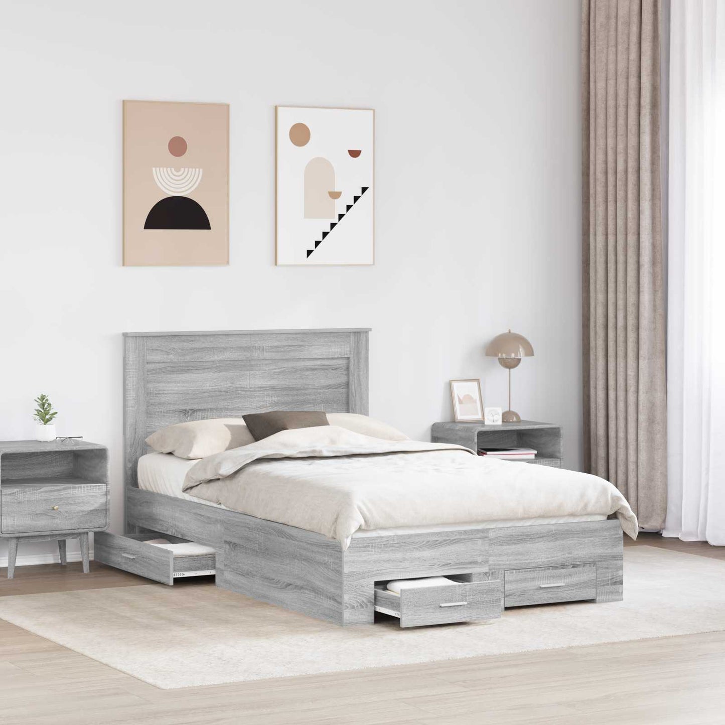 Bedframe met lade met hoofdeinde met opslag Bewerkt hout is nu te koop bij PeponiXL, paradijselijk wonen!