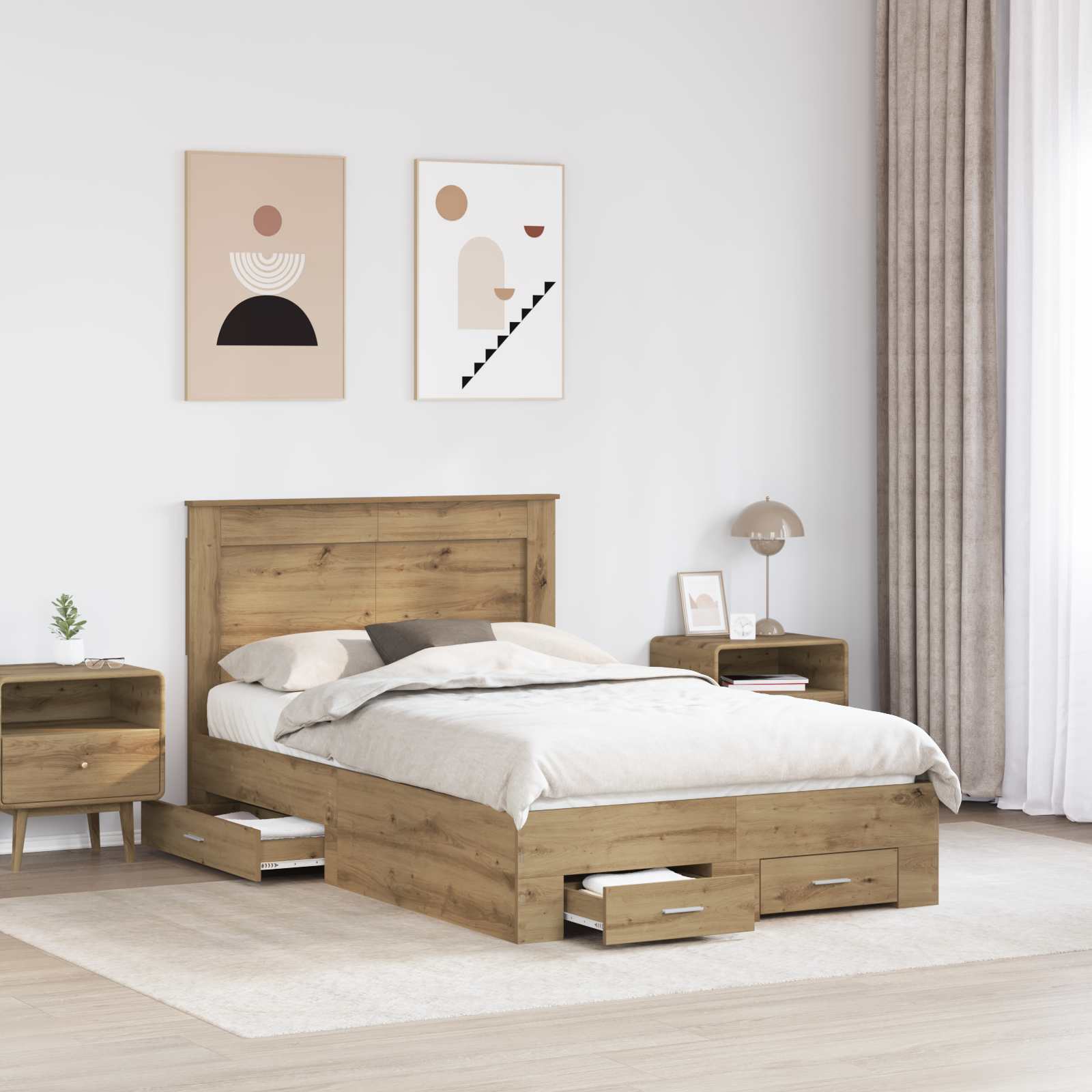 Bedframe met lade met hoofdeinde met opslag Bewerkt hout is nu te koop bij PeponiXL, paradijselijk wonen!