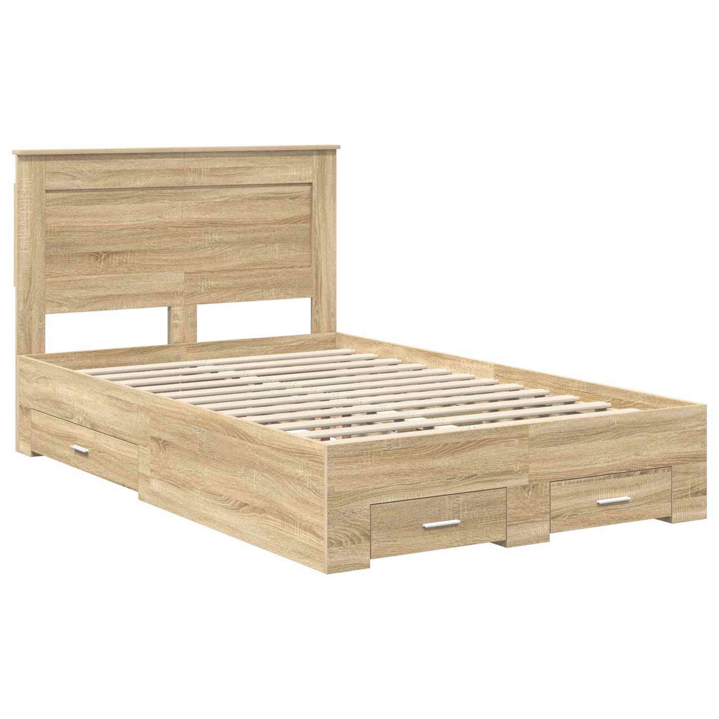 Bedframe met hoofdeinde Sonoma Eiken 120 x 200 cm Bewerkt hout is nu te koop bij PeponiXL, paradijselijk wonen!