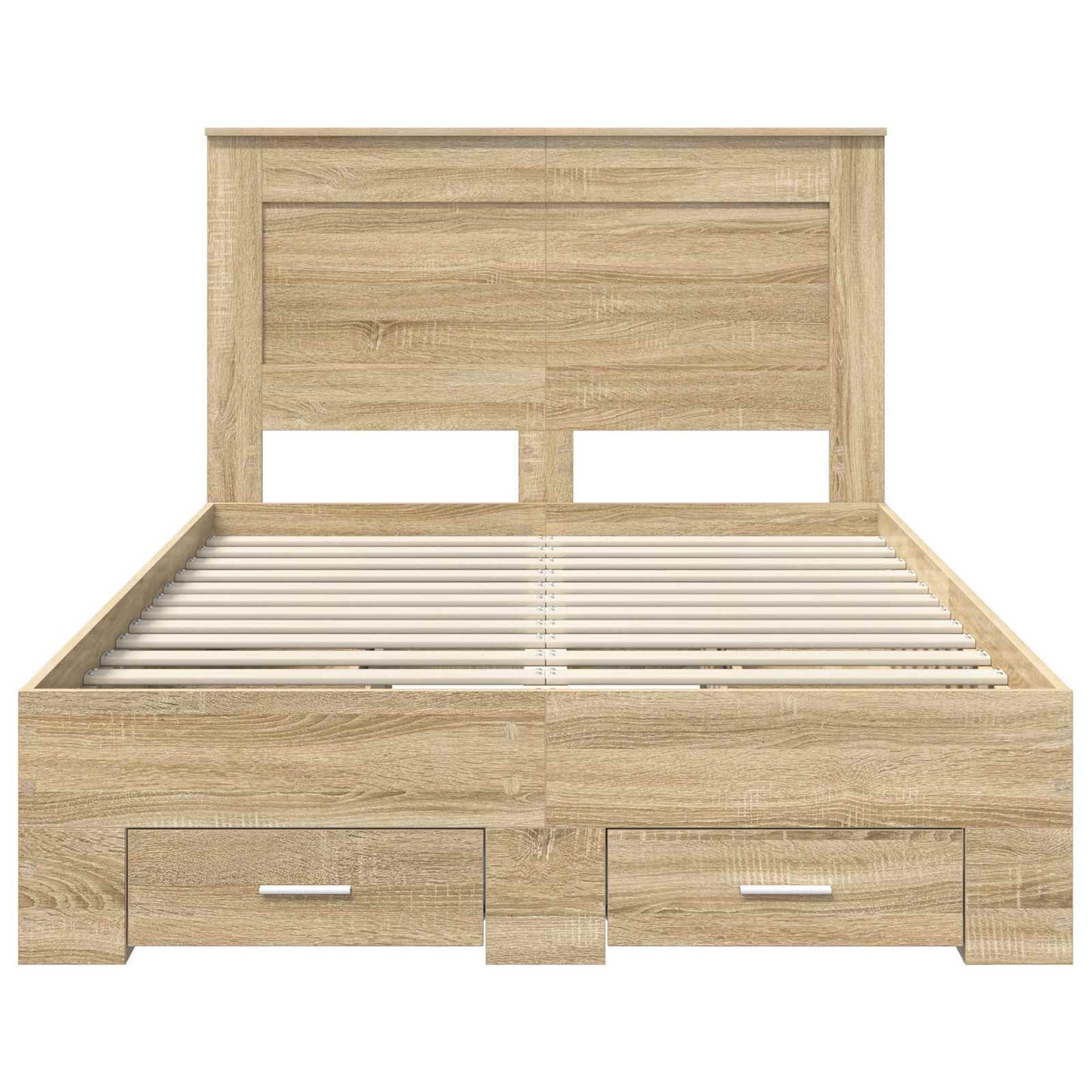 Bedframe met hoofdeinde Sonoma Eiken 120 x 200 cm Bewerkt hout is nu te koop bij PeponiXL, paradijselijk wonen!
