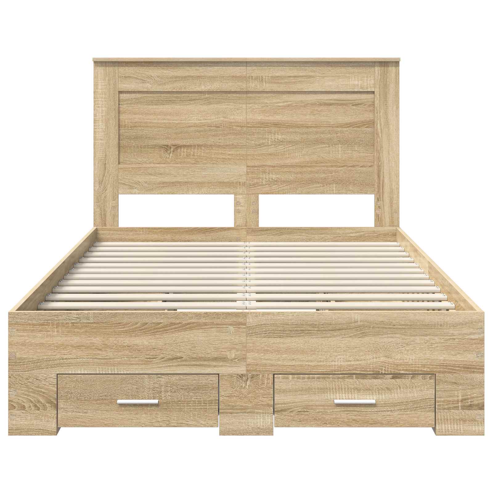 Bedframe met hoofdeinde Sonoma Eiken 120 x 200 cm Bewerkt hout is nu te koop bij PeponiXL, paradijselijk wonen!