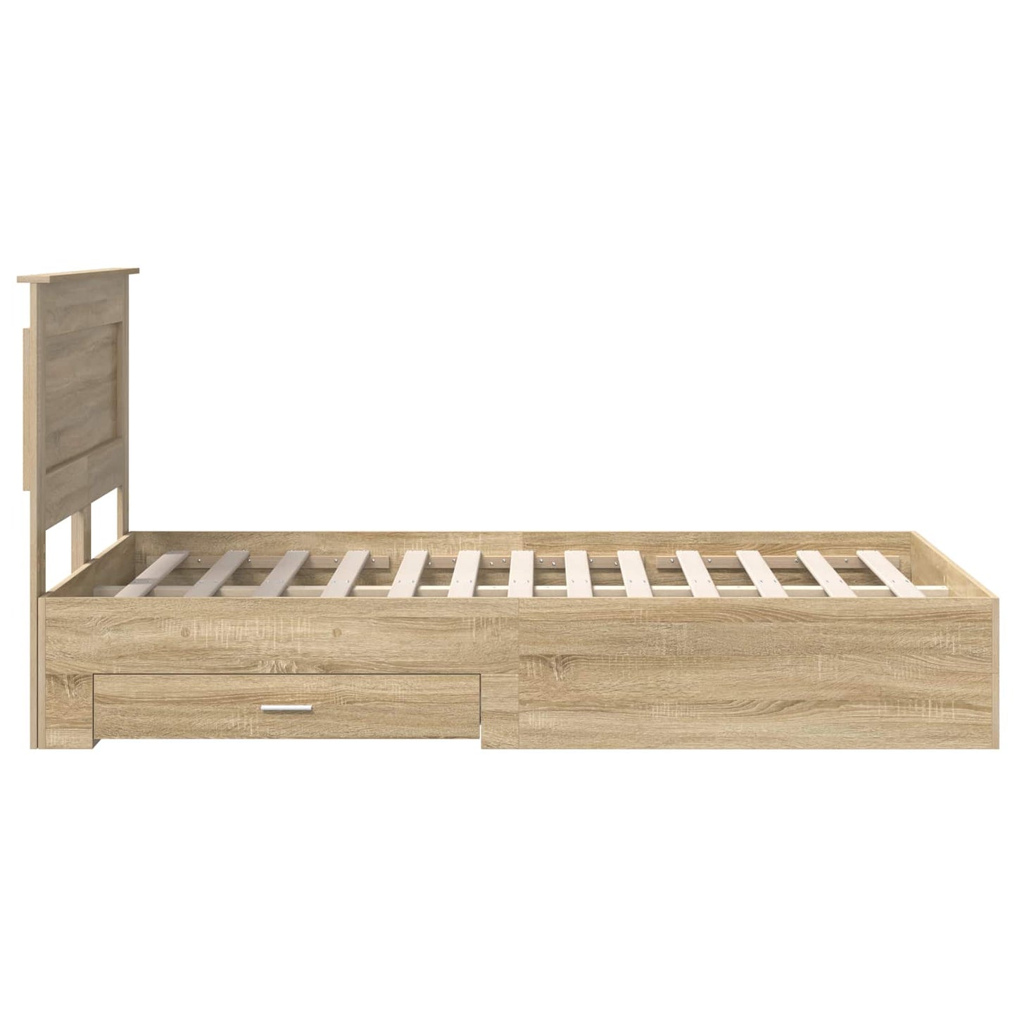 Bedframe met hoofdeinde Sonoma Eiken 120 x 200 cm Bewerkt hout is nu te koop bij PeponiXL, paradijselijk wonen!