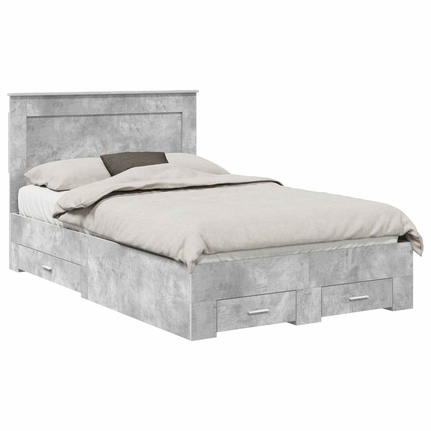 Bedframe met hoofdeinde Beton Grijs 120 x 200 cm Bewerkt hout is nu te koop bij PeponiXL, paradijselijk wonen!