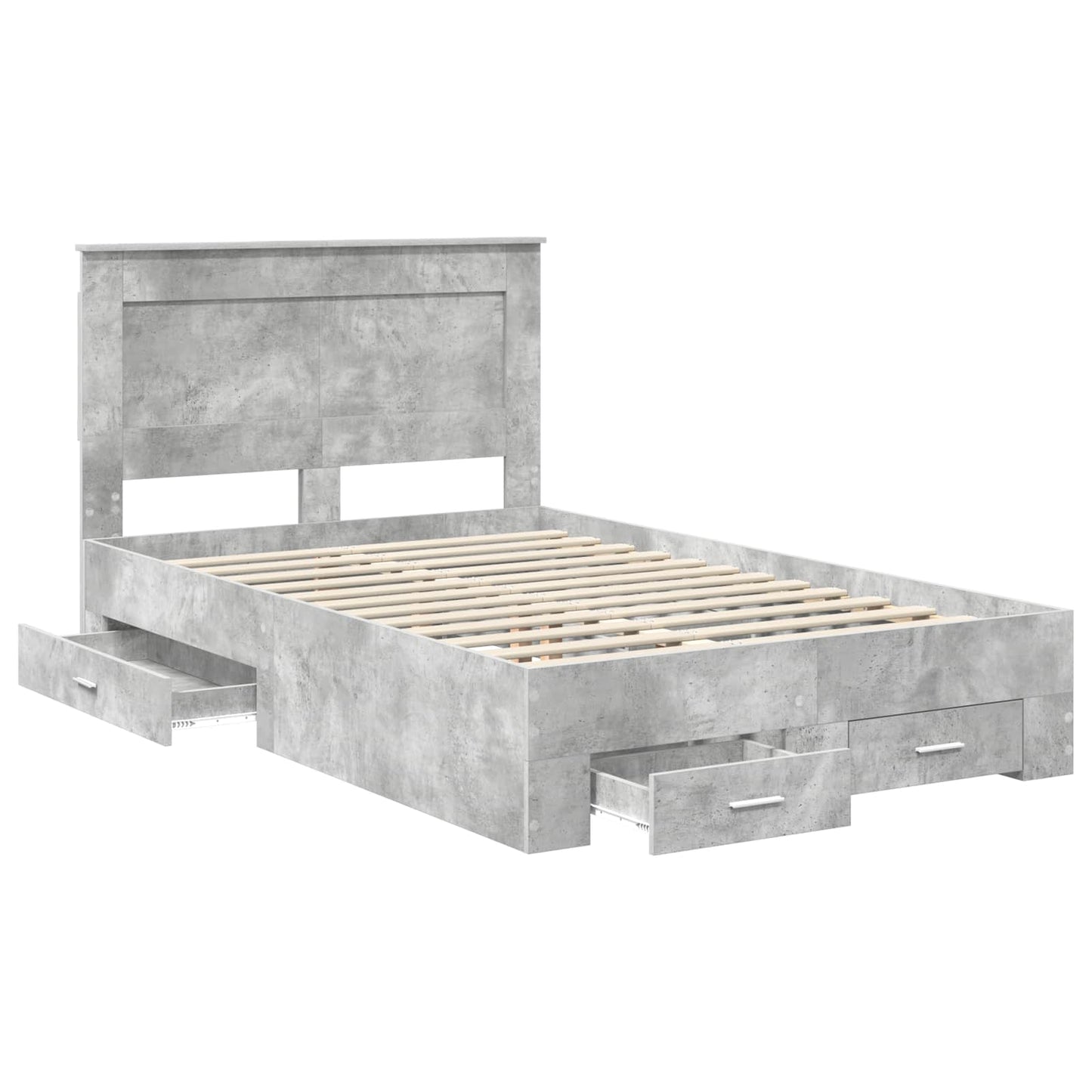 Bedframe met hoofdeinde Beton Grijs 120 x 200 cm Bewerkt hout is nu te koop bij PeponiXL, paradijselijk wonen!