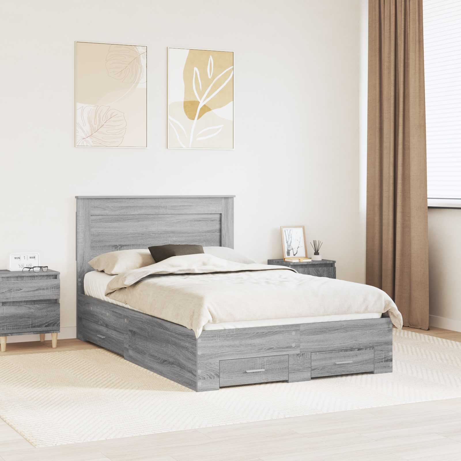 Bedframe met lade met hoofdeinde met opslag Bewerkt hout is nu te koop bij PeponiXL, paradijselijk wonen!