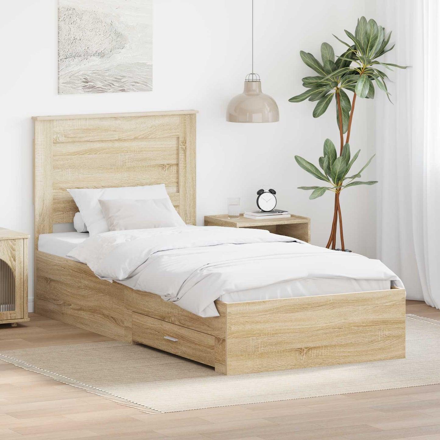 Bedframe met lade met hoofdeinde met opslag Bewerkt hout is nu te koop bij PeponiXL, paradijselijk wonen!