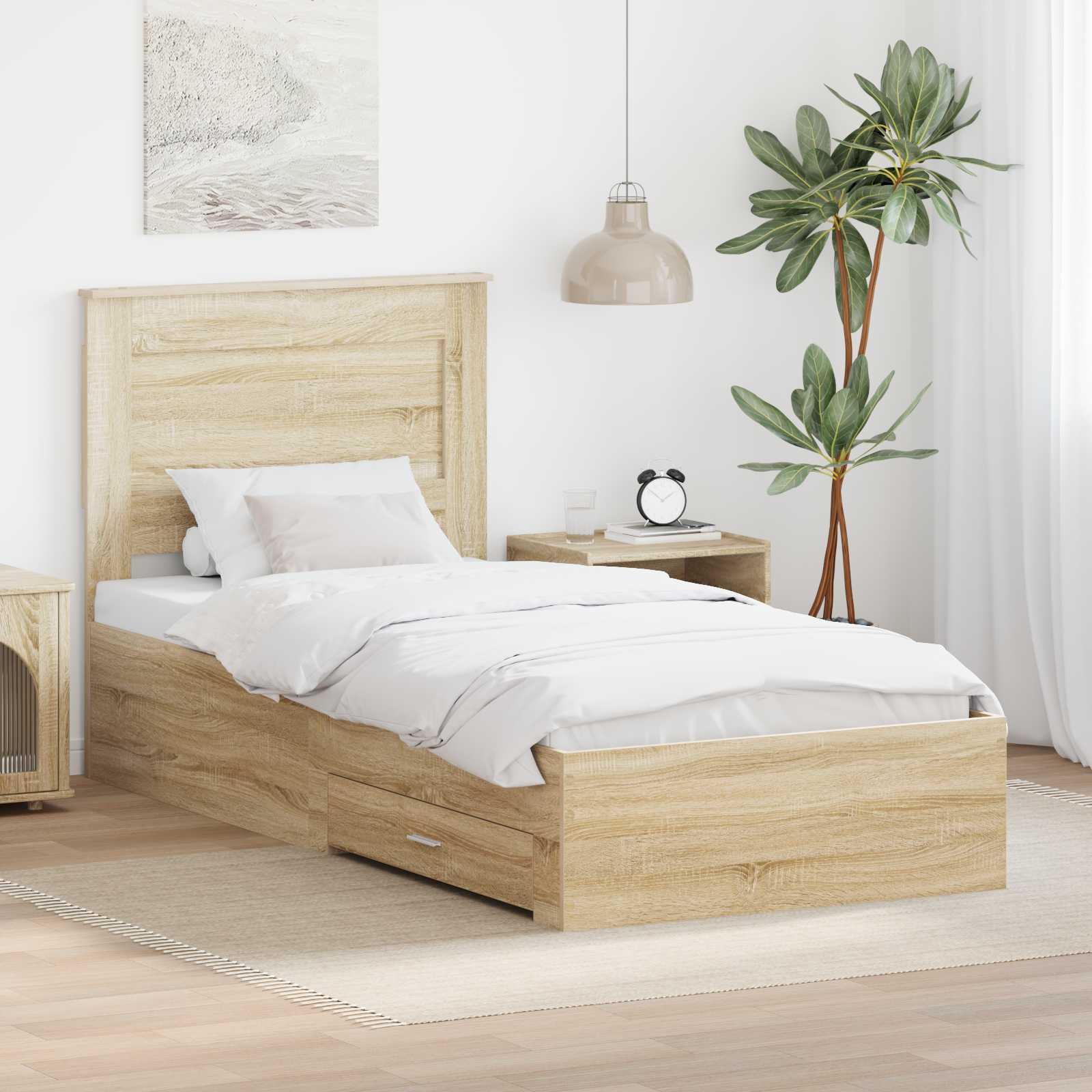 Bedframe met lade met hoofdeinde met opslag Bewerkt hout is nu te koop bij PeponiXL, paradijselijk wonen!