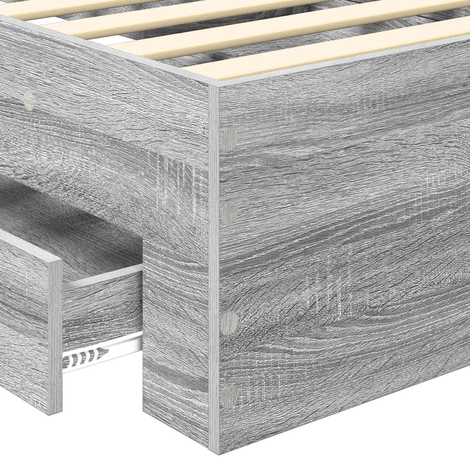 Bedframe met lade met hoofdeinde met opslag Bewerkt hout is nu te koop bij PeponiXL, paradijselijk wonen!
