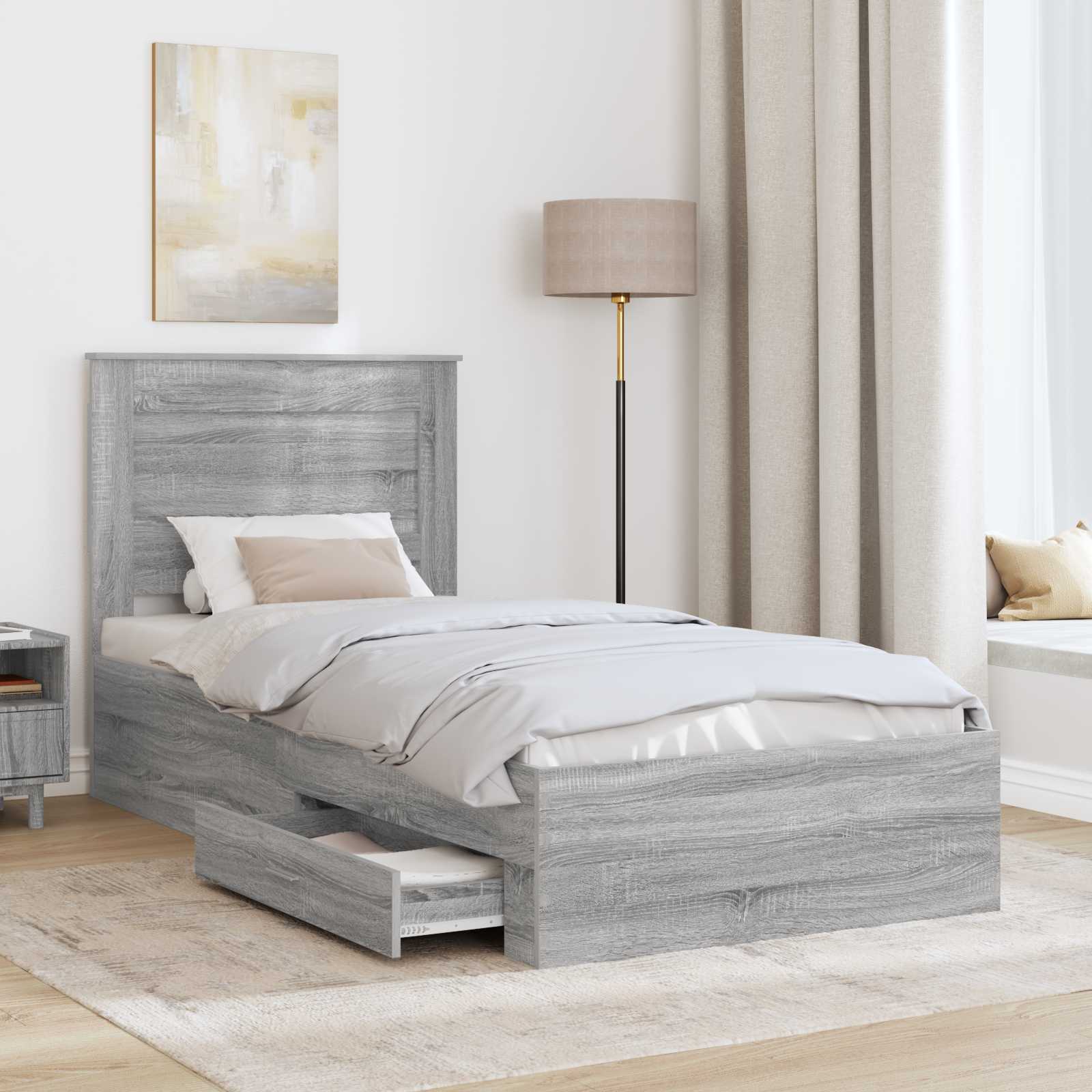 Bedframe met lade met hoofdeinde met opslag Bewerkt hout is nu te koop bij PeponiXL, paradijselijk wonen!