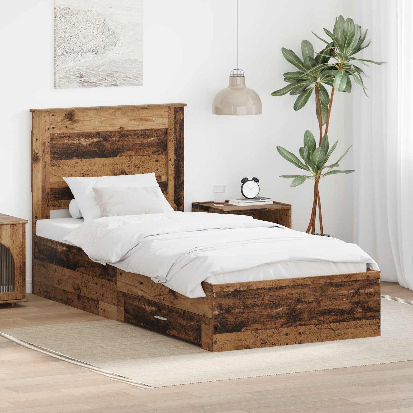Bedframe met lade met hoofdeinde met opslag Bewerkt hout is nu te koop bij PeponiXL, paradijselijk wonen!