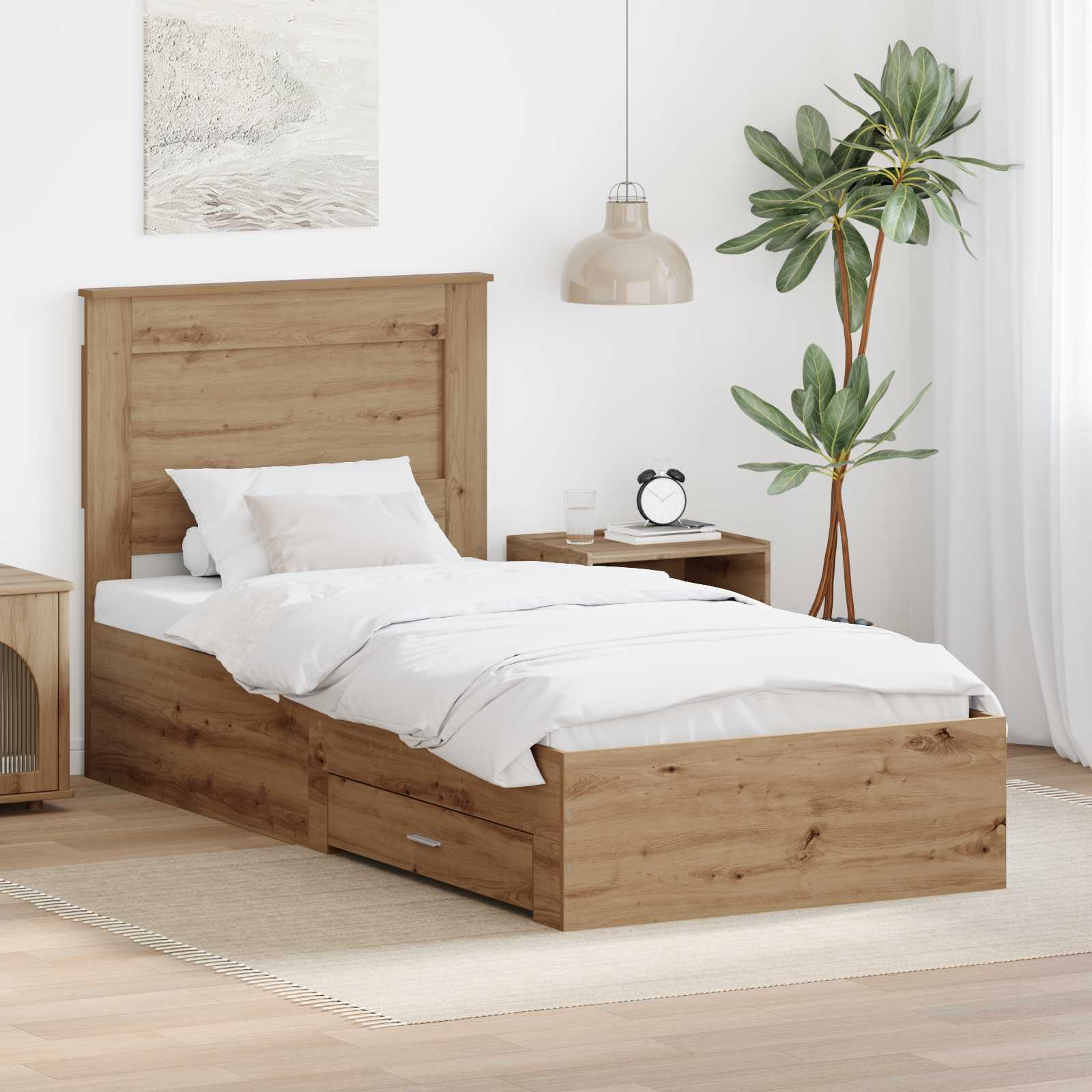 Bedframe met lade met hoofdeinde met opslag Bewerkt hout is nu te koop bij PeponiXL, paradijselijk wonen!