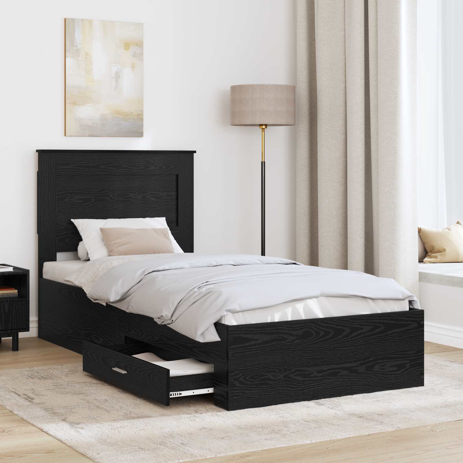 Bedframe met lade met hoofdeinde met opslag Bewerkt hout is nu te koop bij PeponiXL, paradijselijk wonen!