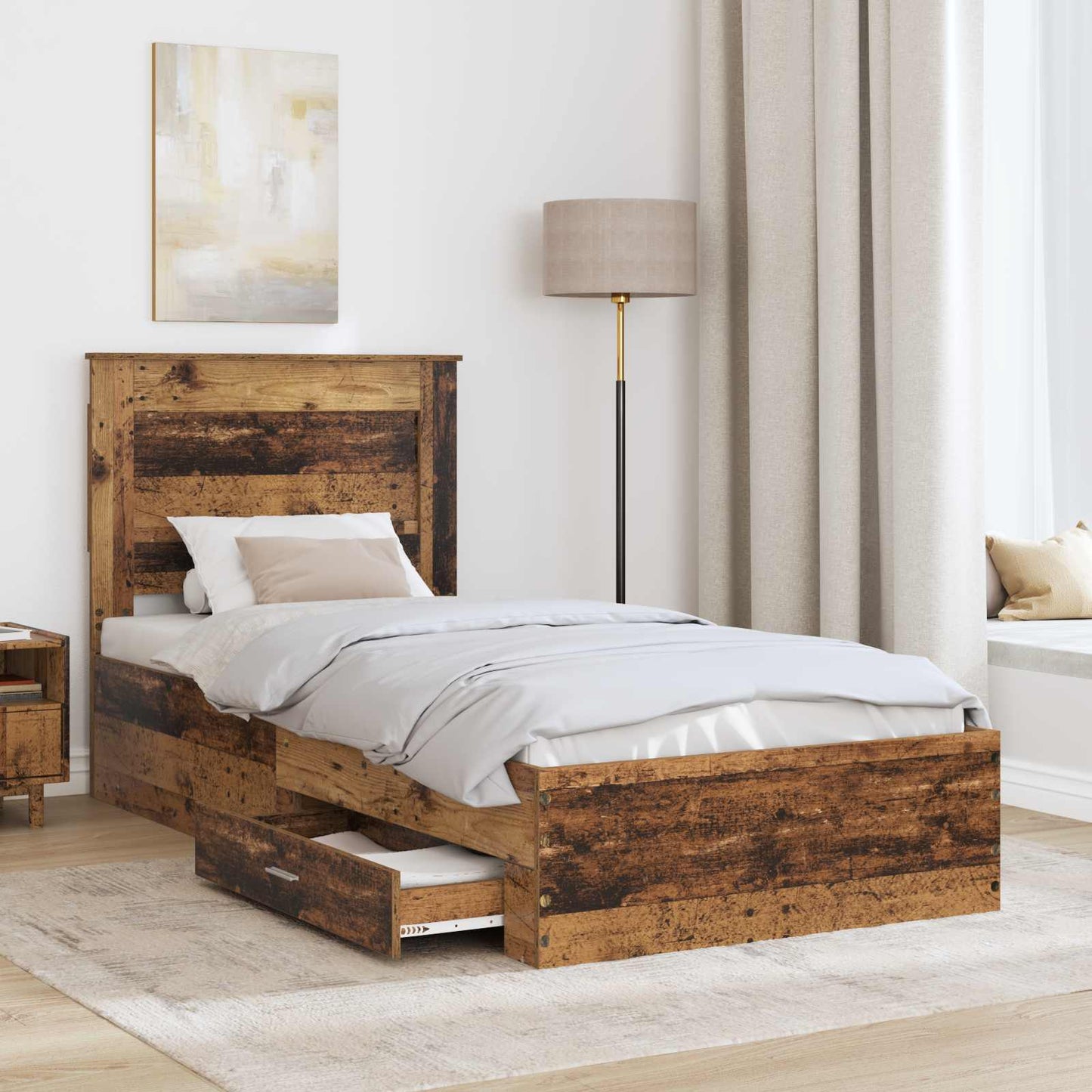 Bedframe met lade met hoofdeinde met opslag Bewerkt hout is nu te koop bij PeponiXL, paradijselijk wonen!