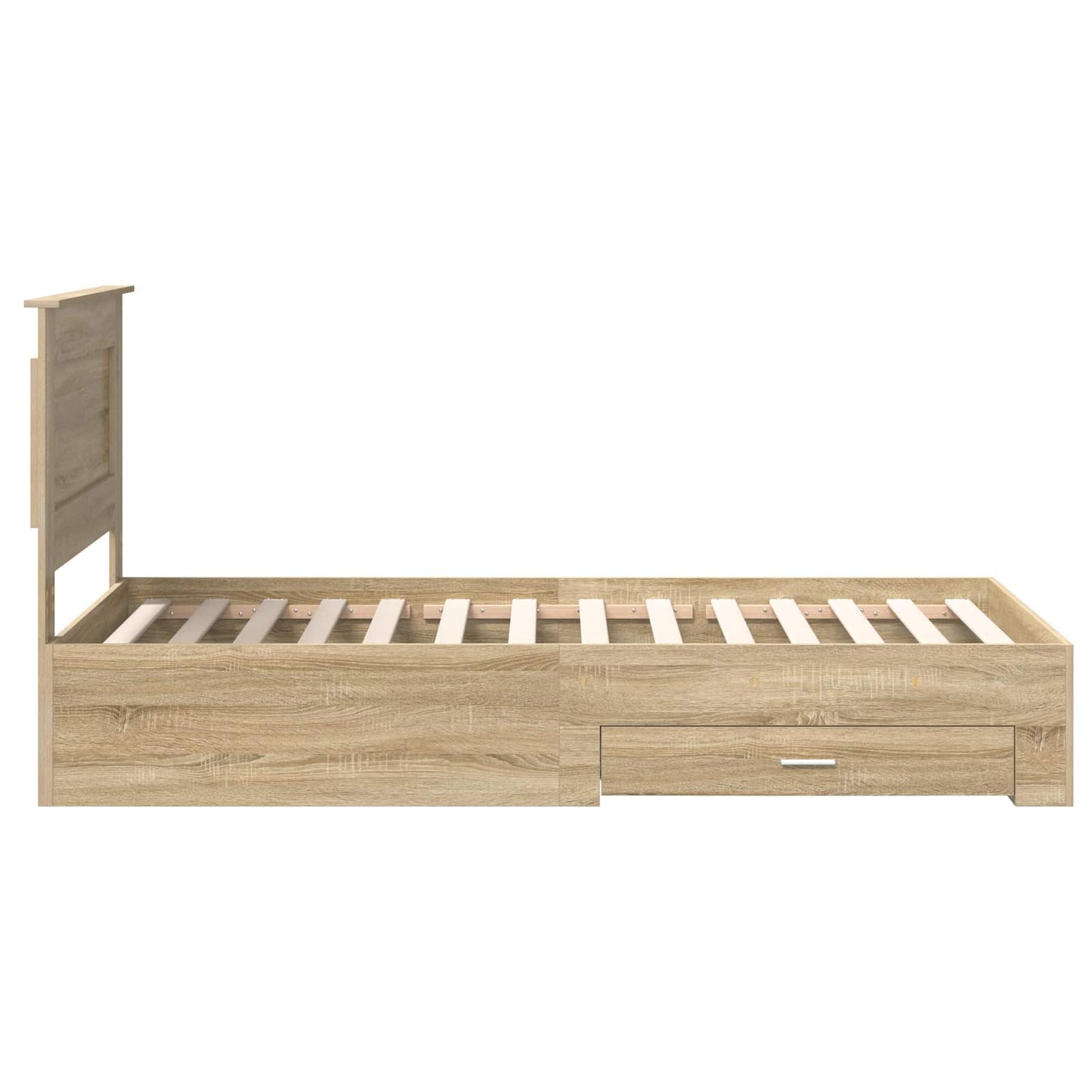Bedframe Sonoma Eiken en Zilver 75 x 190 cm Bewerkt hout is nu te koop bij PeponiXL, paradijselijk wonen!