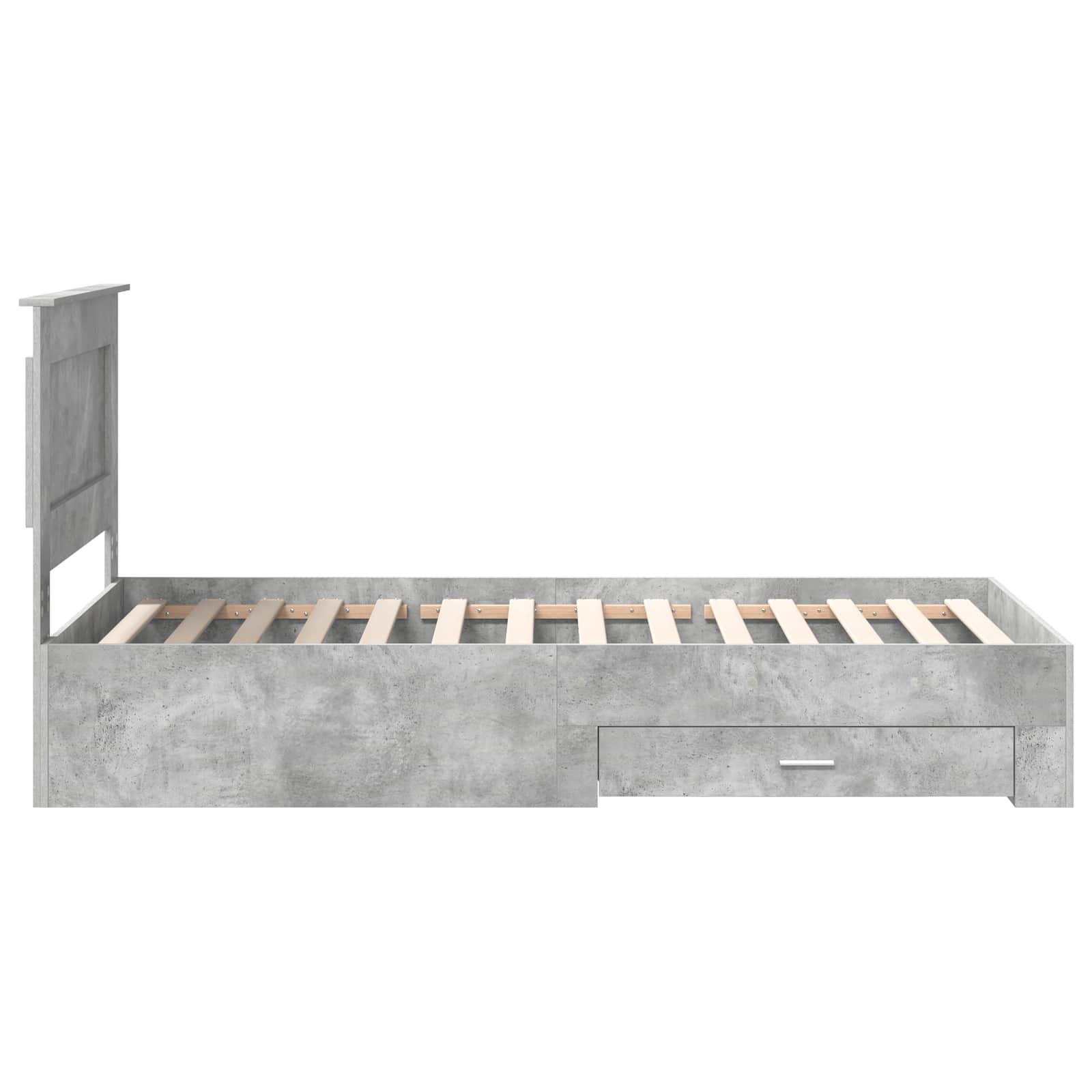 Bedframe Beton Grijs en Zilver 75 x 190 cm Bewerkt hout is nu te koop bij PeponiXL, paradijselijk wonen!