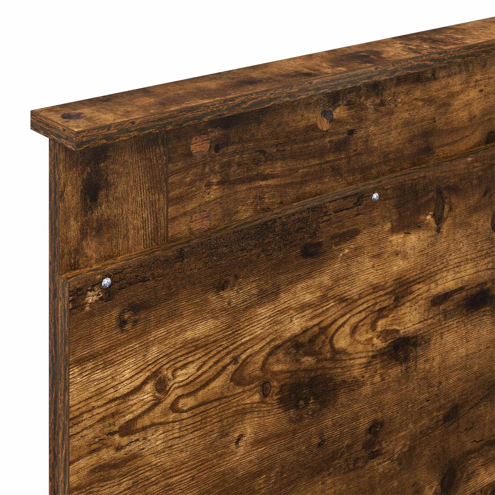 Bedframe Gerookt Eiken en Zilver 75 x 190 cm Bewerkt hout is nu te koop bij PeponiXL, paradijselijk wonen!