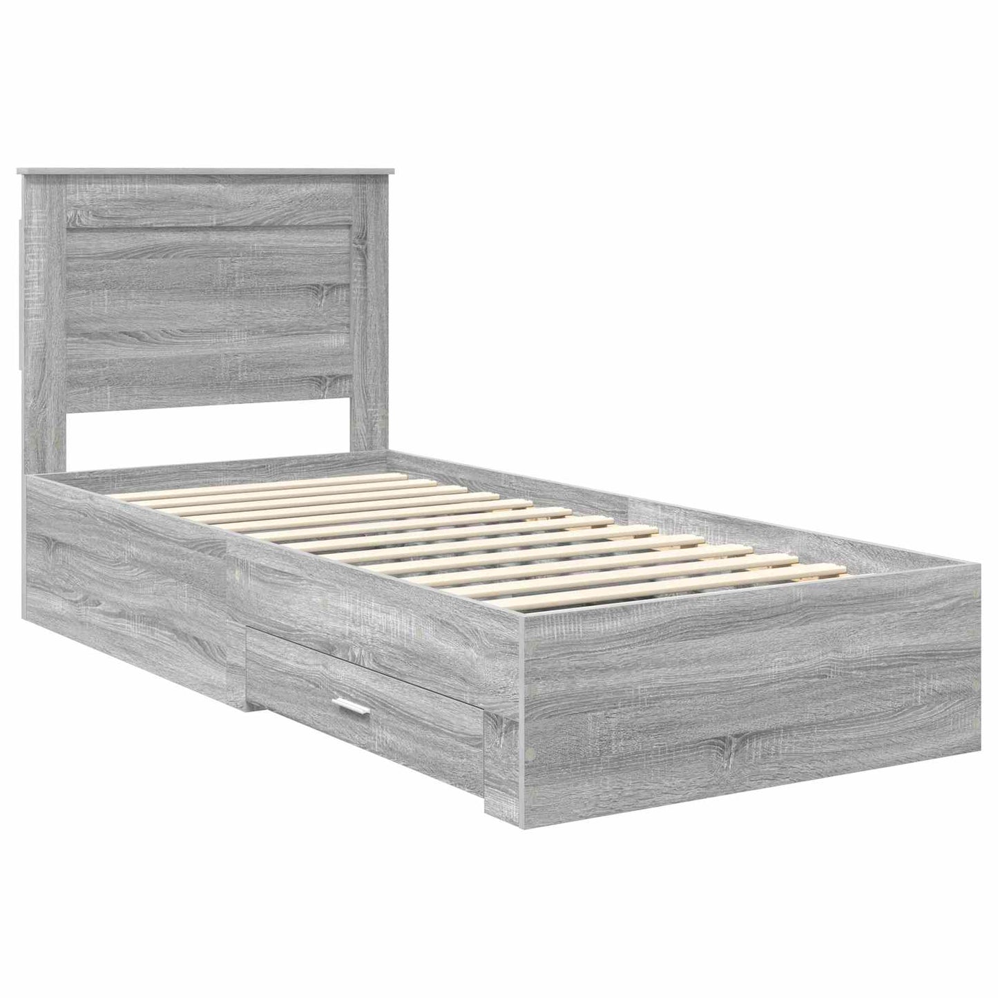 Bedframe Grijs Sonoma en Zilver 75 x 190 cm Bewerkt hout is nu te koop bij PeponiXL, paradijselijk wonen!
