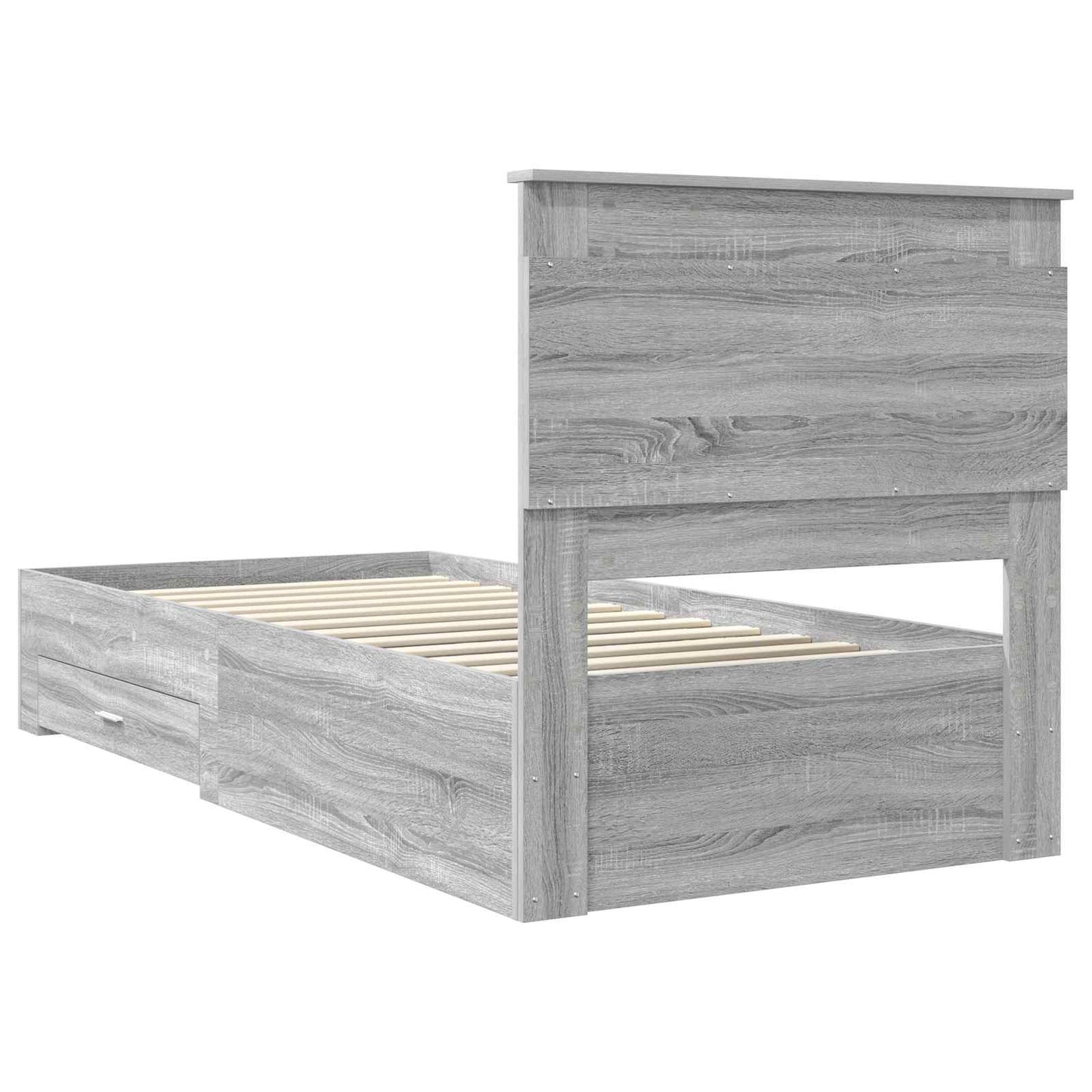 Bedframe Grijs Sonoma en Zilver 75 x 190 cm Bewerkt hout is nu te koop bij PeponiXL, paradijselijk wonen!