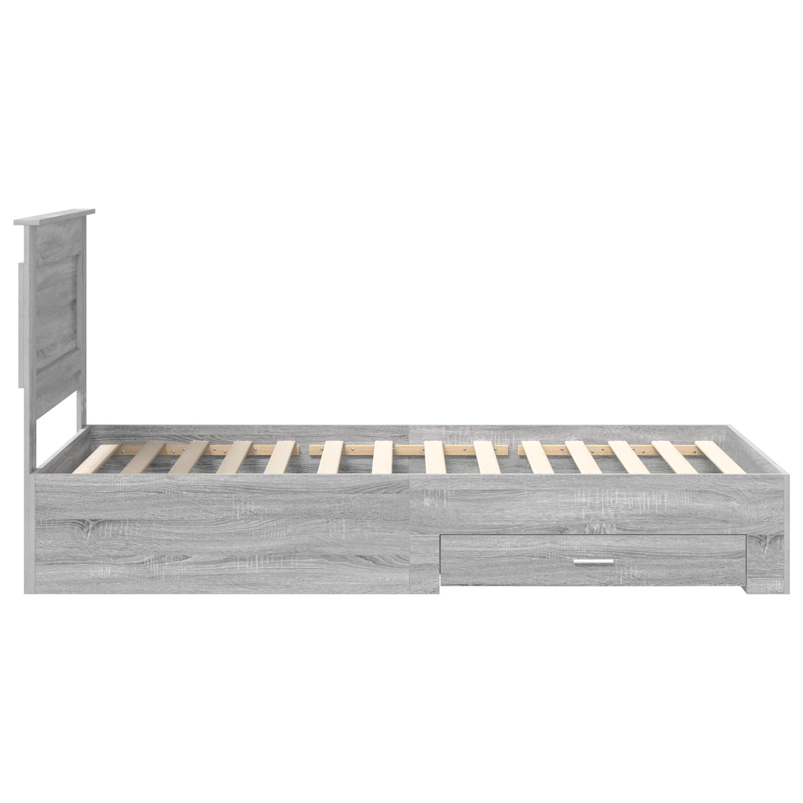 Bedframe Grijs Sonoma en Zilver 75 x 190 cm Bewerkt hout is nu te koop bij PeponiXL, paradijselijk wonen!