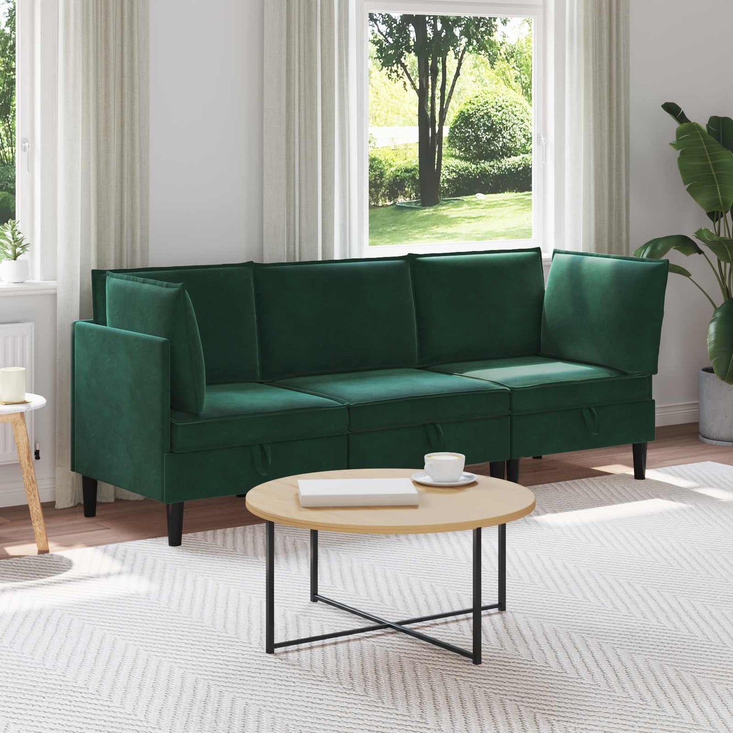 Woonkamer Meubelset met kussen 3 pcs Donkergroen Fluweel is nu te koop bij PeponiXL, paradijselijk wonen!
